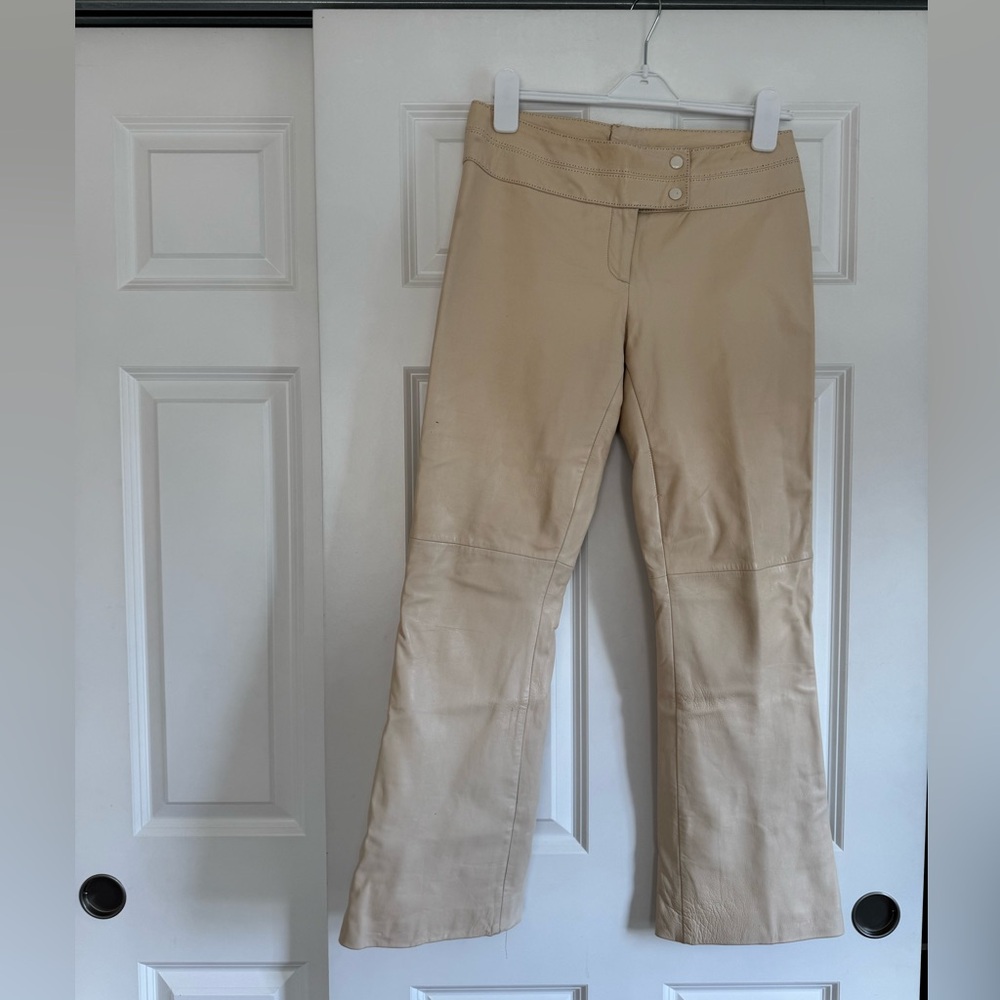 Cache Cream 100% Lamb Leather Pants